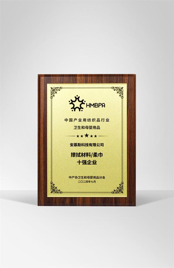 中国柔巾行业十强企业麻将胡了安慕斯荣获(图1)